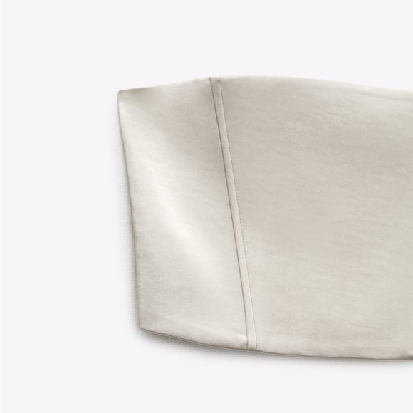 Zara Pearl Gray Satin Effect Crop Top - Picture 12 of 12